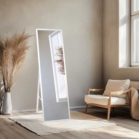 Staande spiegel voor kleedkamer in dunne houten lijst - 3005 - kleur van de lijst naar keuze