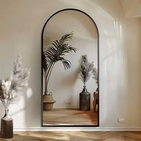 Miroir semi-ovale avec cadre en mdf noir mat - BERDO - couleur du cadre au choix