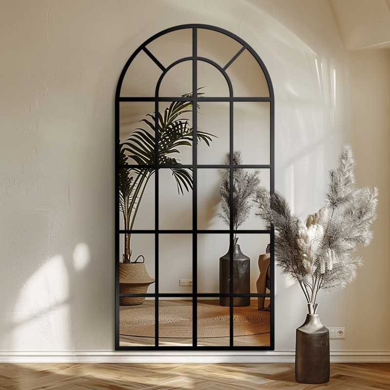 Miroir semi-ovale avec muntin dans un cadre en mdf loft - FENÊTRE I - couleur du cadre au choix Miroir semi-ovale avec muntin dans un cadre en mdf loft - FENÊTRE I - couleur du cadre au choix