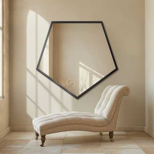 Geometrisch gevormde spiegel in een frame - PENTA IN A FRAME