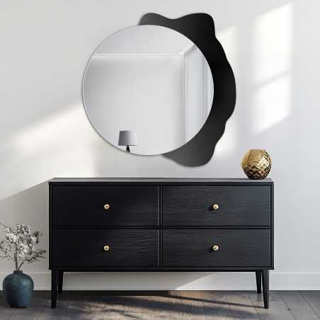 Miroir rond décoratif sur fond noir - PLAMKO