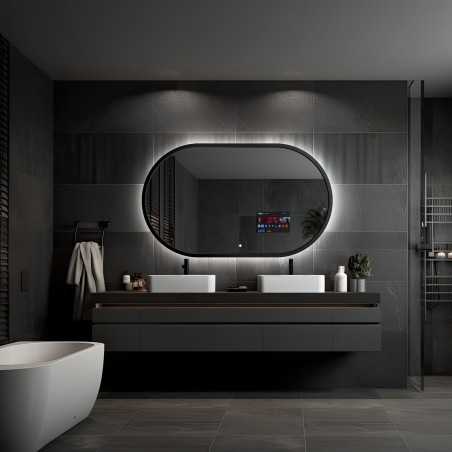 Miroir intelligent pour salle de bain dans un cadre MDF noir avec éclairage - OSKAR SMART LED - couleur de cadre au choix
