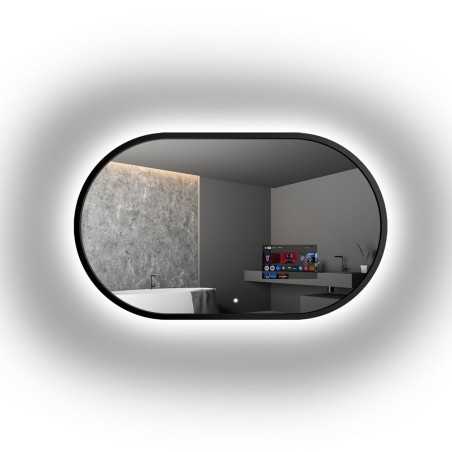 Miroir intelligent pour salle de bain dans un cadre MDF noir avec éclairage - OSKAR SMART LED - couleur de cadre au choix