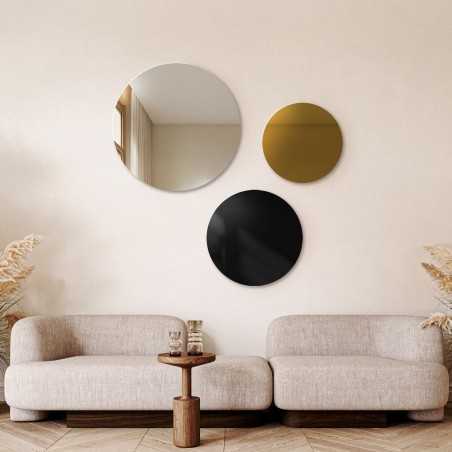 Set van drie decoratieve cirkels zwart lak en goud paneel - GOLDI