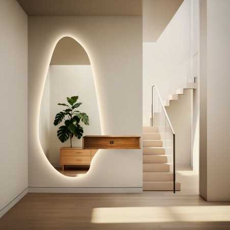 Miroir de forme irrégulière avec découpe d'armoire et éclairage - JASPIS LED