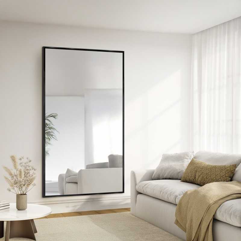 Moderne grote wandspiegel in houten lijst - 2101 - lijstkleur naar keuze