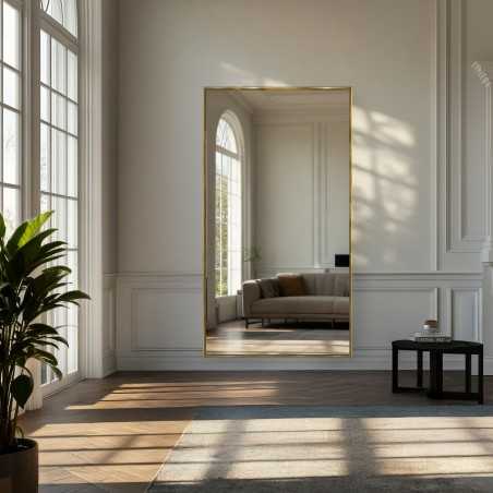 Moderne grote wandspiegel in houten lijst - 2101 - lijstkleur naar keuze