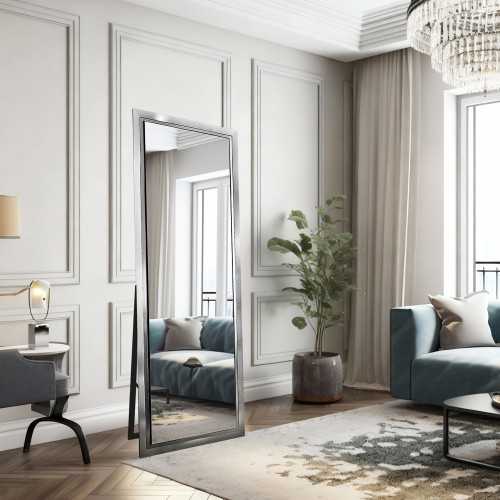 Miroir de penderie sur pied avec cadre en bois - 5201 - couleur du cadre au choix