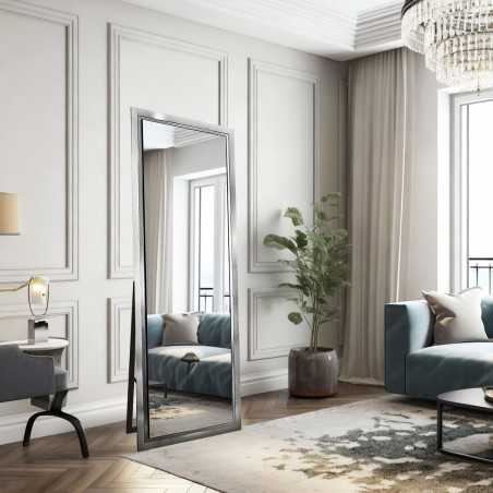 Miroir de penderie sur pied avec cadre en bois - 5201 - couleur du cadre au choix