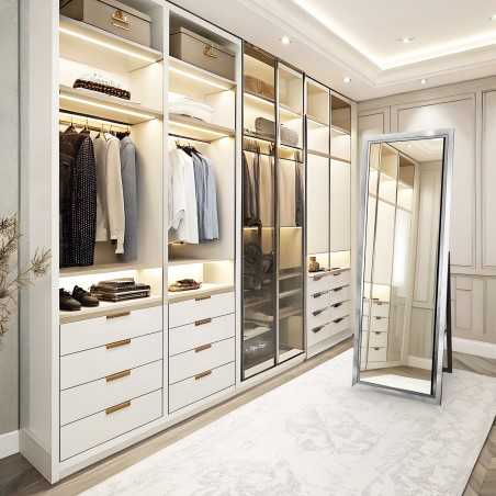 Miroir de penderie sur pied avec cadre en bois - 5201 - couleur du cadre au choix