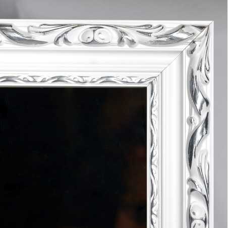 Miroir dans un cadre en bois ornemental blanc - 5004001