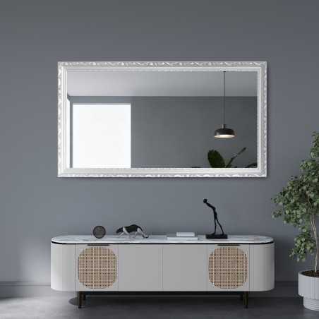Miroir dans un cadre en bois ornemental blanc - 5004001