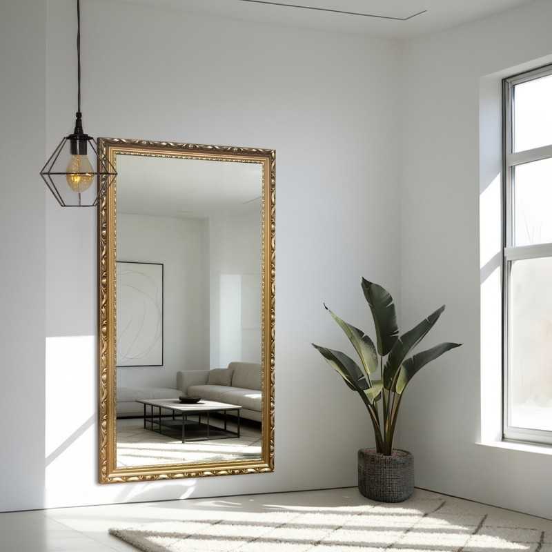 Miroir dans un cadre en bois ornemental doré - 5004003