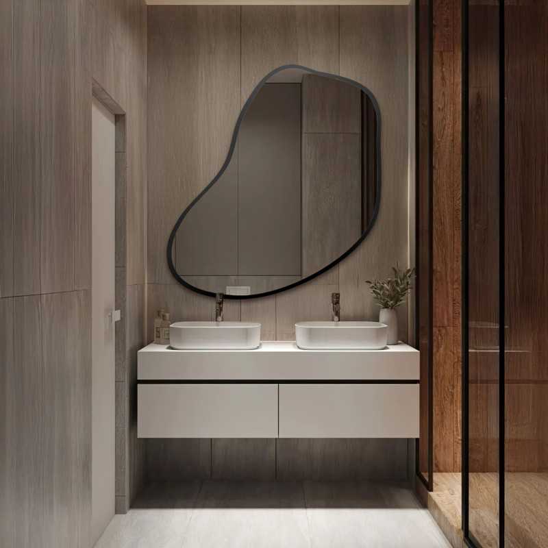 Miroir avec forme organique dans un cadre - KWARC UN CADRE