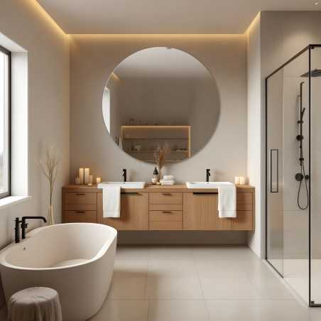 Miroir de salle de bain rond poli - CERCLE