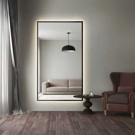 Spiegel in zwart frame met verlichting - 1503 LED - kleur frame naar keuze