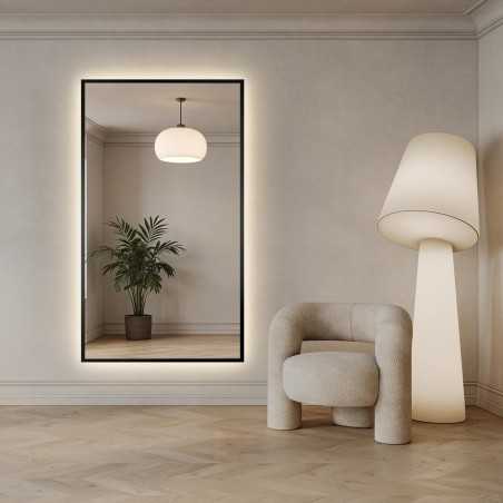 Miroir dans un cadre noir avec éclairage - 1503 LED - couleur du cadre au choix