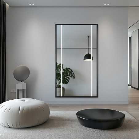 Miroir dans un cadre noir avec éclairage - 1503 LED II - choix de la couleur du cadre