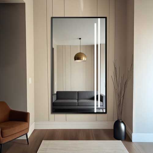 Miroir dans un cadre noir avec éclairage - 1503 LED III - choix de la couleur du cadre