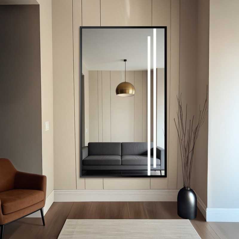 Miroir dans un cadre noir avec éclairage - 1503 LED III - choix de la couleur du cadre