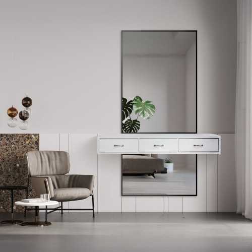 Miroir avec cadre noir pour coiffeuse en deux parties - 1503 - couleur du cadre au choix