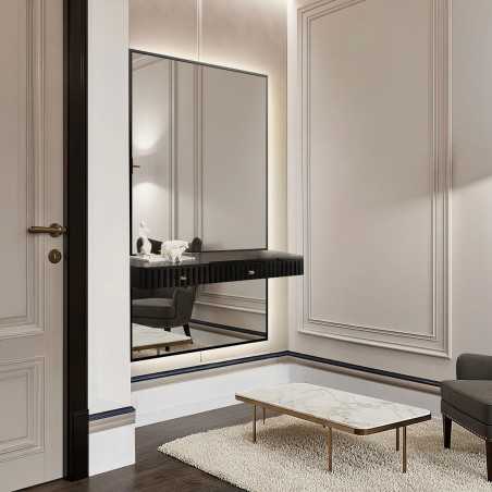 Miroir en cadre noir pour coiffeuse en deux parties avec éclairage LED - 1503 LED - couleur de cadre au choix