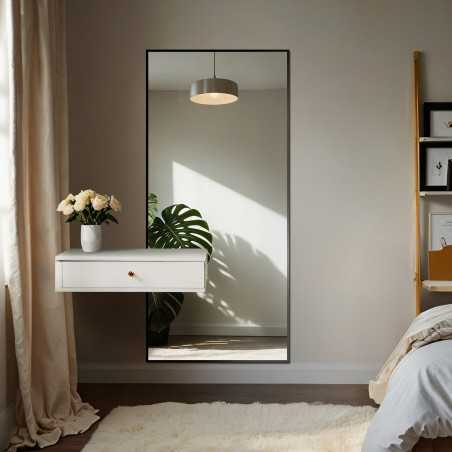 Grand miroir moderne dans un cadre en bois avec découpe d'armoire 1503