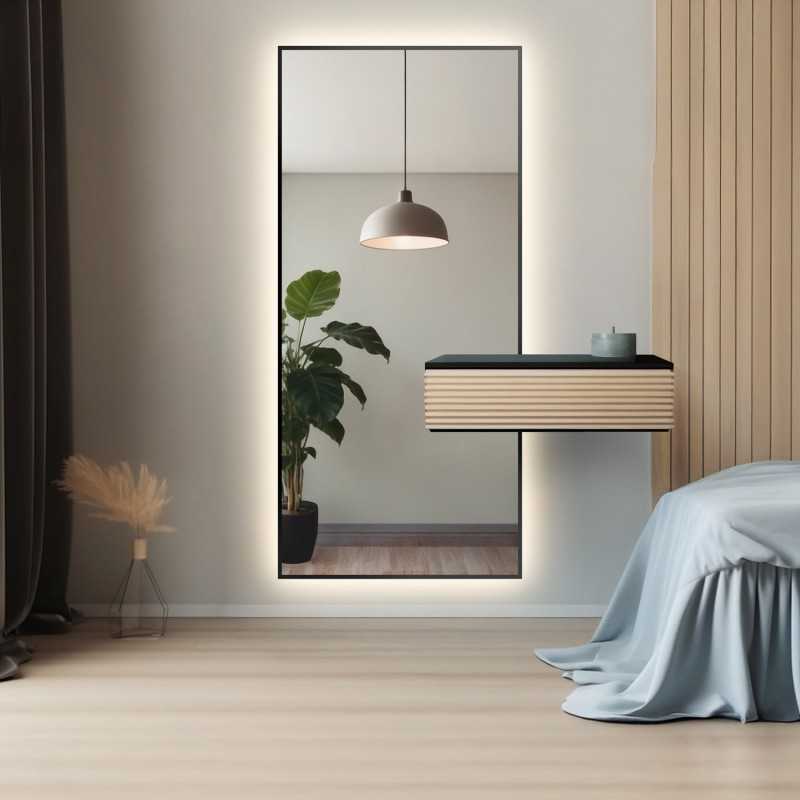 Moderne omkaderde spiegel met kastuitsparing met LED-verlichting 1503