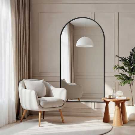 Miroir semi-ovale en MDF noir cadre SLIM - DOMI - couleur du cadre au choix