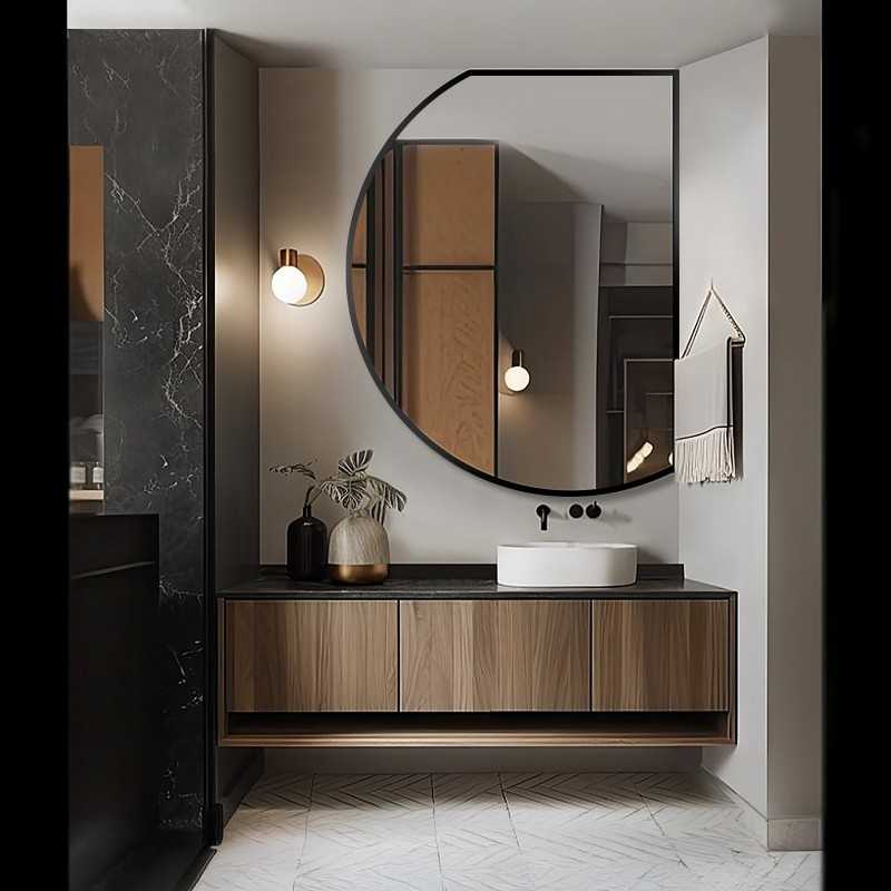 Miroir de forme irrégulière avec cadre en mdf noir mat - ODETTA
