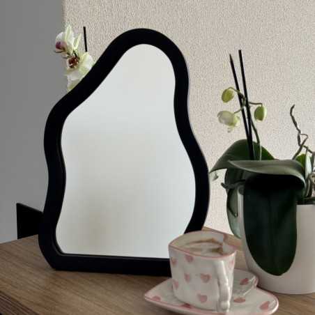 Cosmetic mirror in black MDF frame - STONE PETITE
