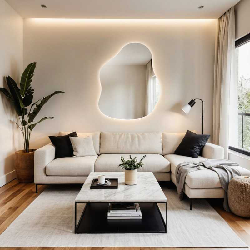 Miroir de forme organique avec éclairage - STONE LED