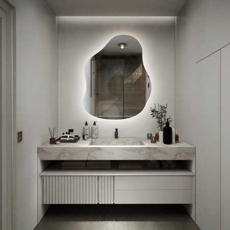 Organisch gevormde spiegel met verlichting - STONE LED