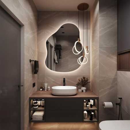 Miroir de forme organique avec éclairage - STONE LED