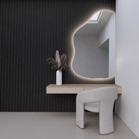 Miroir organique avec côté coupé et éclairage LED - STONE LED côté coupé