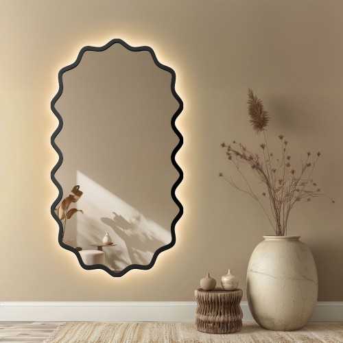 Rechthoekige spiegel met golvende MDF-lijst en verlichting - AQUARELLE MARELLA LED