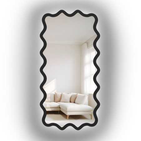 Miroir rectangulaire avec cadre ondulé en MDF et éclairage intégré - AQUARELLE MARELLA LED