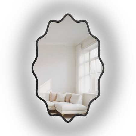 Miroir elliptique dans un cadre ondulé en MDF avec éclairage intégré - AQUARELLE ELVA LED