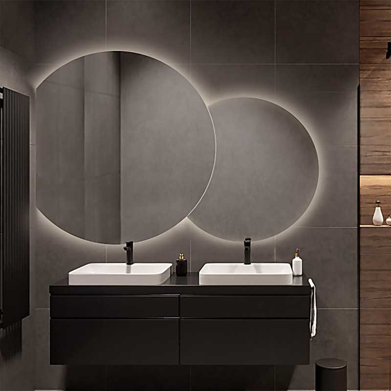 Jeu de miroirs circulaires double face avec éclairage - UNIVERSE CUT LED II