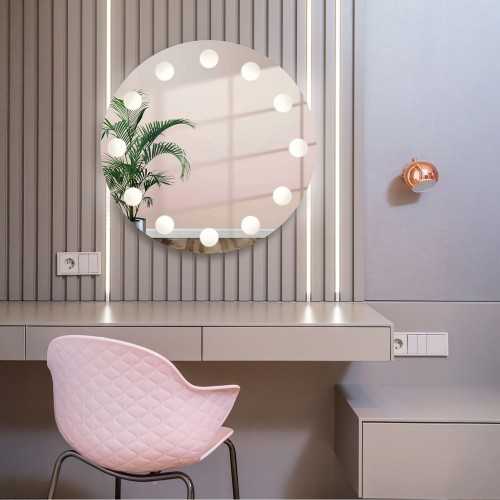 Miroir de coiffeuse rond avec éclairage LED - HOLLYWOOD