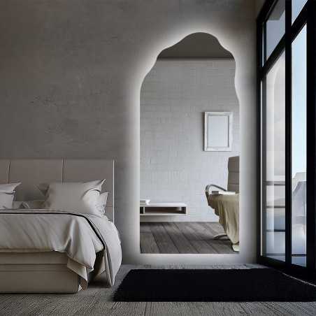 Miroir semi-ovale avec forme organique et éclairage - AURO LED 1