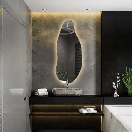 Decoratieve spiegel met organische vorm en verlichting - BARYT LED