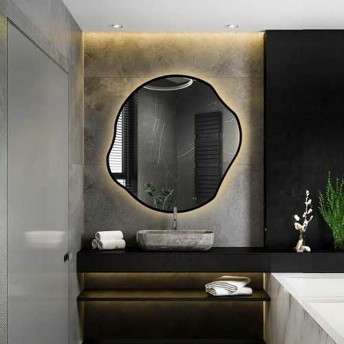 Miroir de forme organique dans un cadre avec éclairage - CYRKON IN LED FRAME