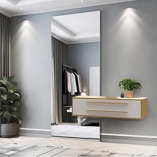 Grand miroir rectangulaire pour salle de bains avec découpe de meuble - AGIS