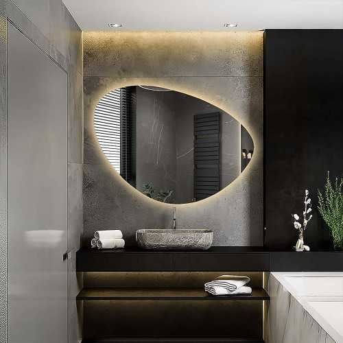 Miroir de salle de bain de forme irrégulière avec éclairage - OBSYDIAN LED