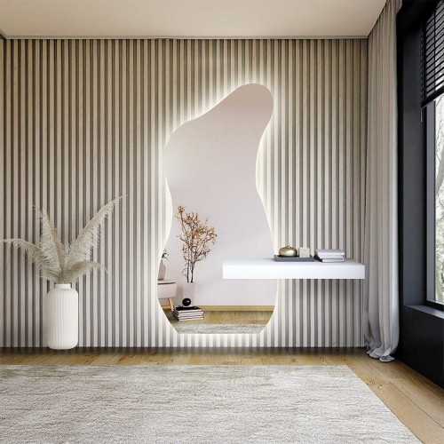 Miroir de forme irrégulière avec découpe d'armoire et éclairage - ANGELIT LED
