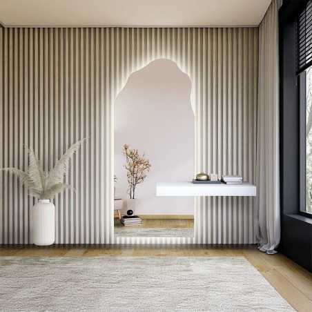 Miroir de forme irrégulière avec découpe d'armoire et éclairage - AURO 1 LED