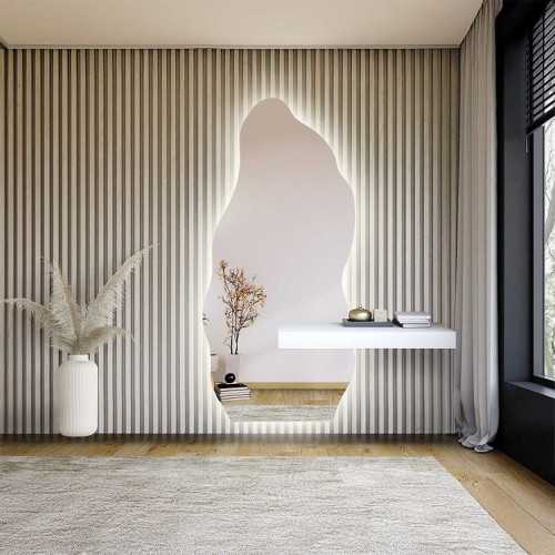 Miroir de forme irrégulière avec découpe d'armoire et éclairage - AURO 2 LED
