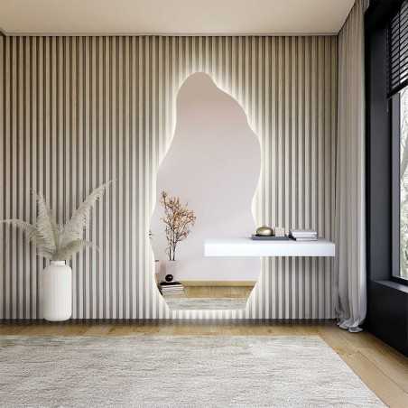 Miroir de forme irrégulière avec découpe d'armoire et éclairage - AURO 2 LED