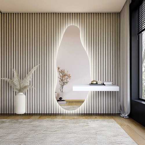 Miroir de forme irrégulière avec découpe d'armoire et éclairage - BARYT LED